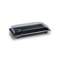 Miska na Sushi + víčko (PP/rPET) černá + průhledné 217 x 136 x 45 mm [50 sad]
