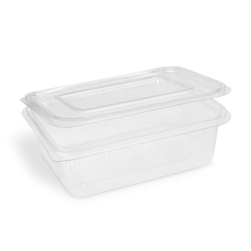 Miska hranatá, průhledná s víčkem (rPET)  1500 ml [50 ks]