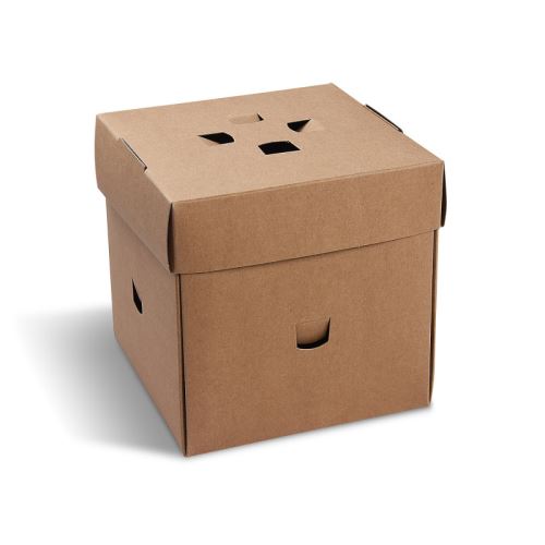 Burger box rozkládací nepromastitelný kraft  (PAP-FSC Mix) 145 x 145 x 150 mm [50 ks]