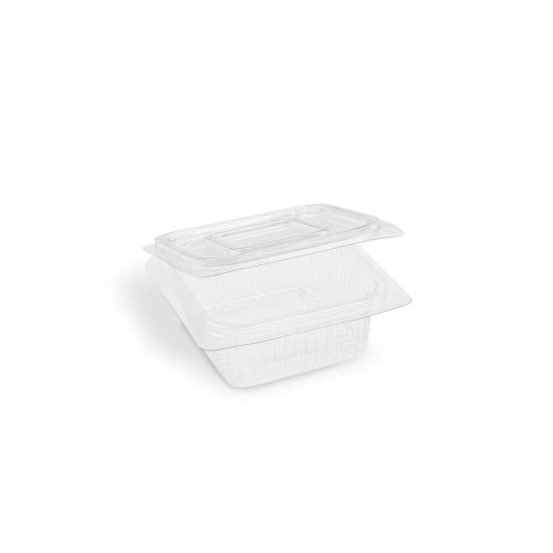 Miska hranatá, průhledná s víčkem (rPET)  250 ml [50 ks]