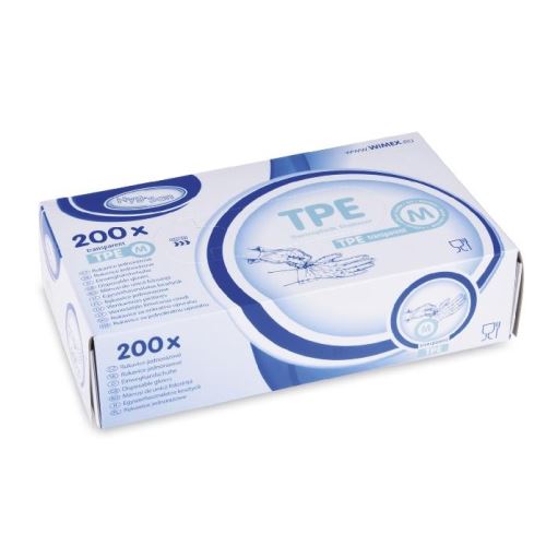 Rukavice jednorázové TPE (velikost M) (200 ks)