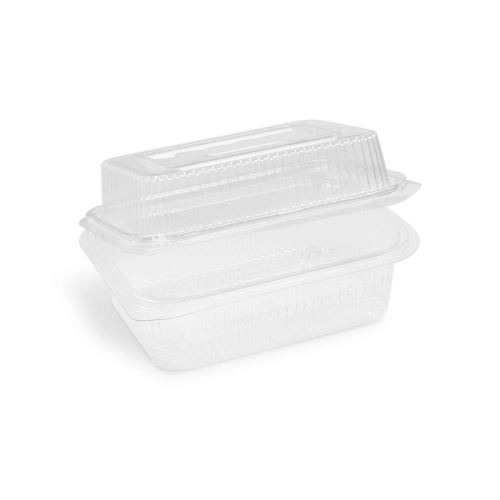 Miska hranatá, průhledná s vypouklým víčkem (rPET)  750+400 ml [50 ks]