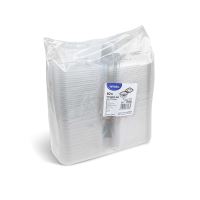 Miska hranatá, průhledná s víčkem (rPET)  375 ml [50 ks] (1)