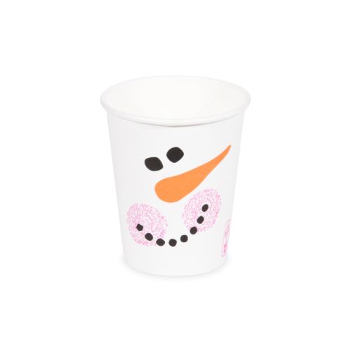 Papírový kelímek "Sněhulák" M 280ml (PAP/PE) prům.80mm [50ks]-obsah uveden po vrch kelímku