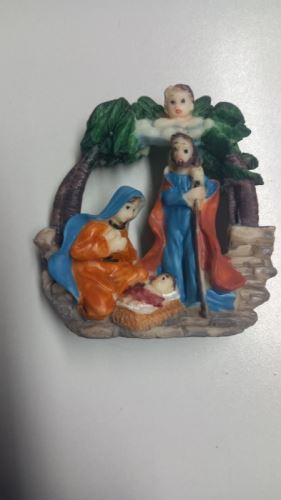 Betlém keramický 8x 8 cm, Marie, Josef a Ježíšek + anděl