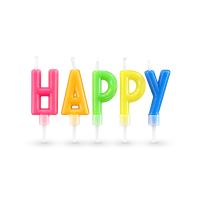 Set svíček  HAPPY BIRTHDAY na špejli 65 mm [13 ks]