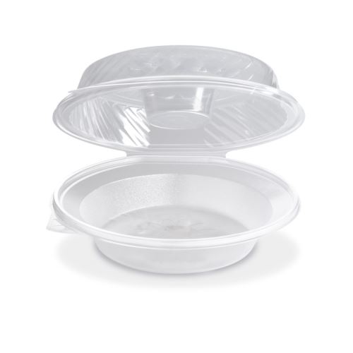 Salátová miska průhledná s vypouklým víčkem a otvorem pro dresink misku 1600ml (PP) [25ks]