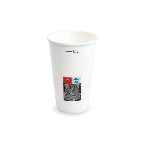Papírový kelímek bílý, s cejchem 0,3L (PAP-FSC Mix/PE) prům.80mm  [50 ks]