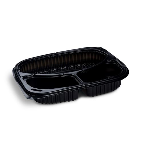 Menu mísa třídílná černá do mikrovlnné trouby 1000 ml, (PP) ECONOMY 24x21x4cm  [100ks]
