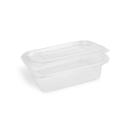 Miska hranatá, průhledná s víčkem (rPET)  750 ml [50 ks]