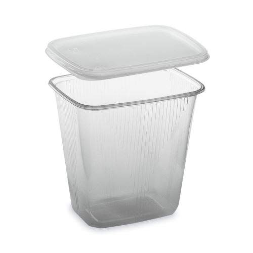 Miska hranatá průhledná 500ml + víčko "KOMBI PACK"  (PP) [250 ks]