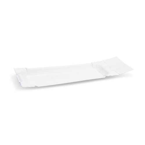 Papírové tácky s útržkem, bílé (PAP - 100% celulóza) 8 x18+3 cm [250 ks]