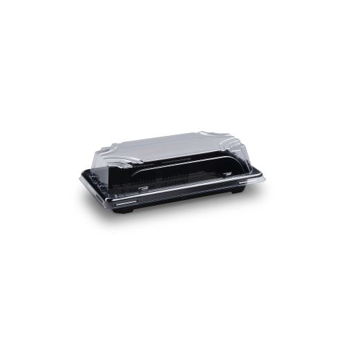 Miska na Sushi + víčko (PP/rPET) černá + průhledné 167 x 93 x 45 mm [50 sad]