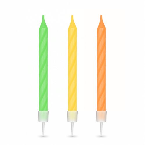 Narozeninové svíčky neon se stojánkem 60 mm [12 ks]